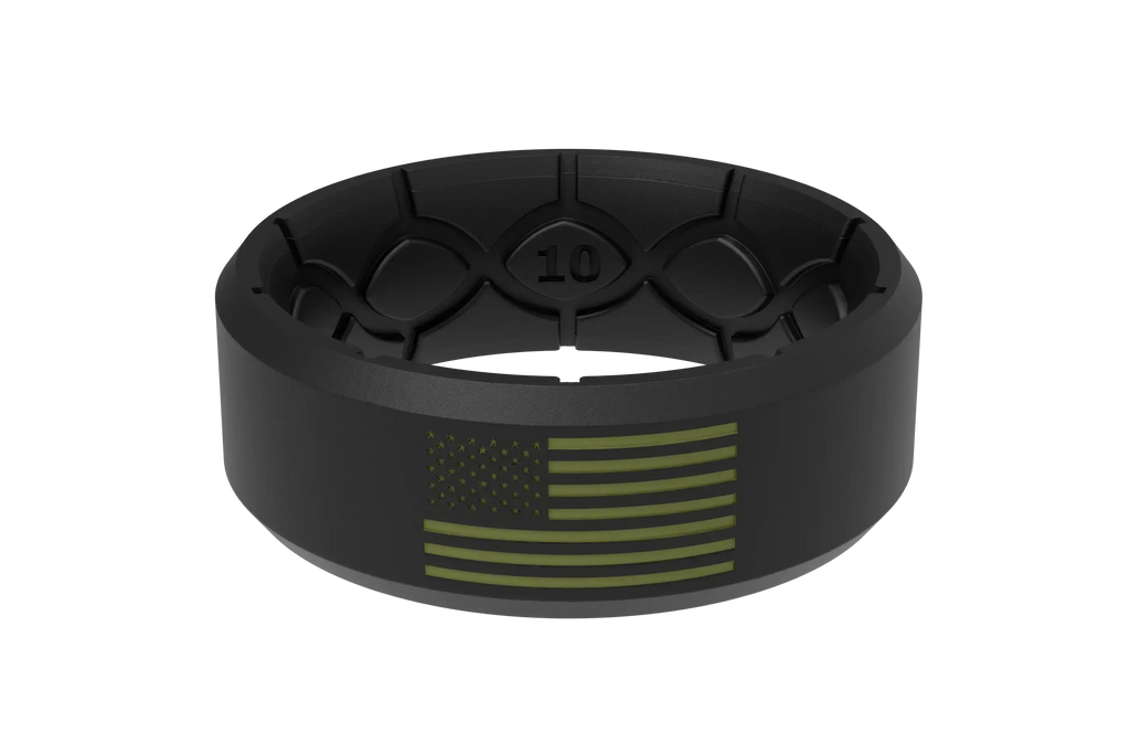 Edge Hero - America Black &amp; Moss Green Flag Ring