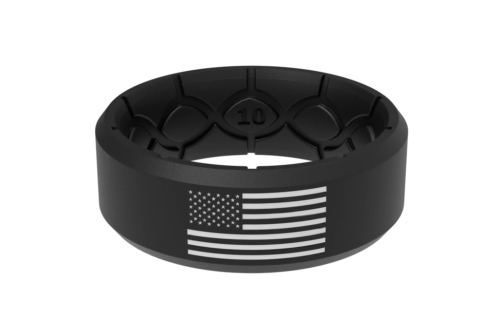 Edge Hero - America Black &amp; White Flag Ring