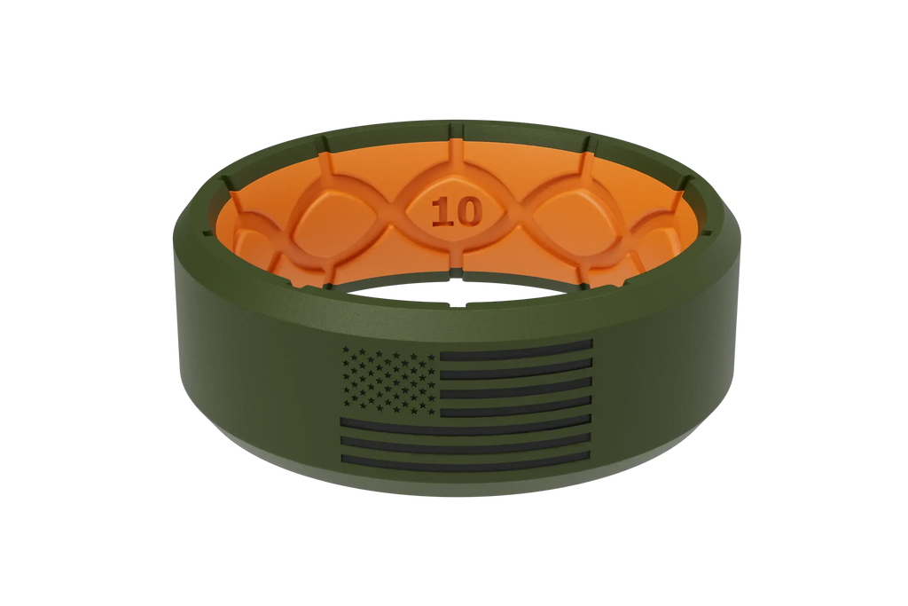 Edge Hero - America Moss Green &amp; Black Flag Ring