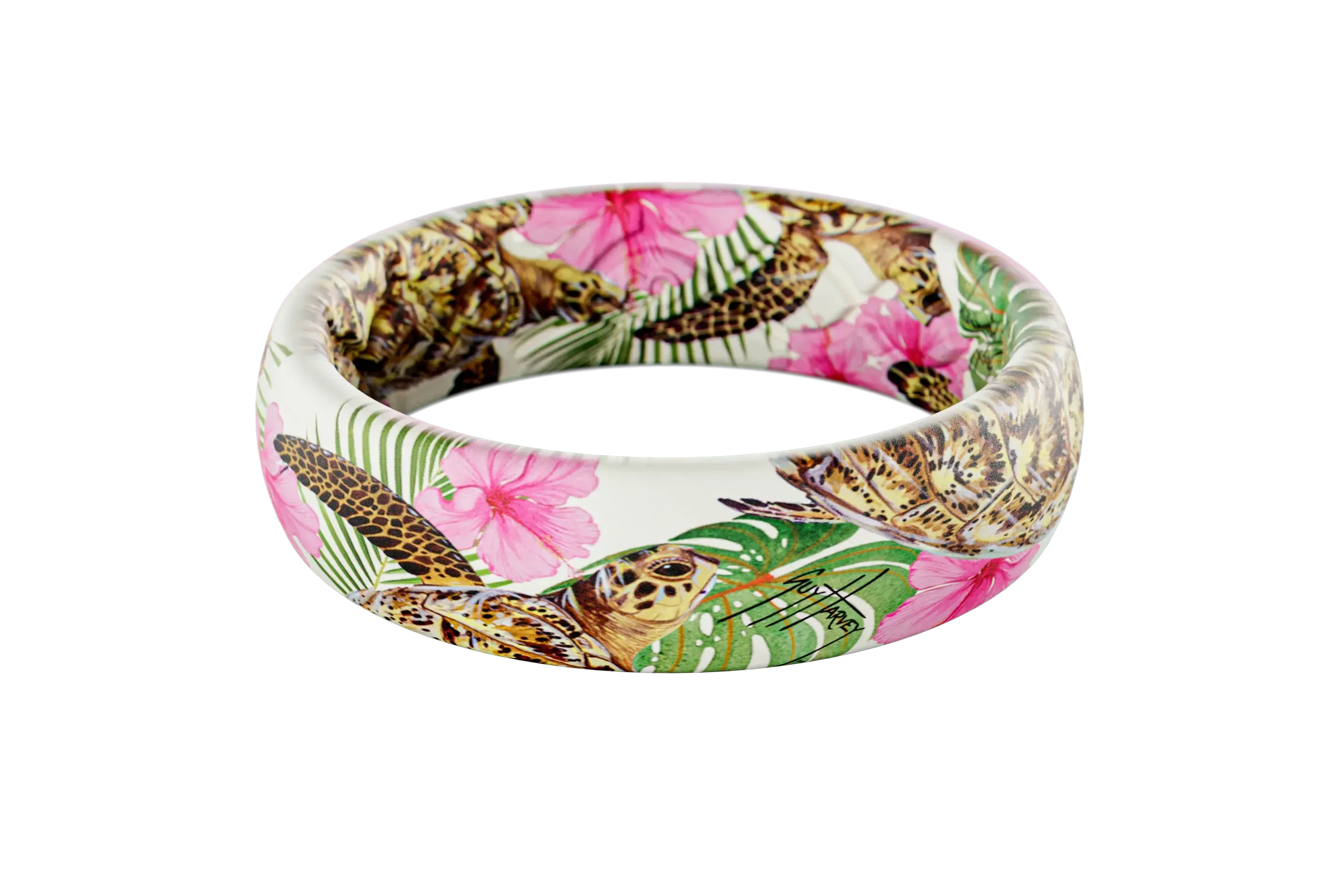 Guy Harvey Pink Hibiscus Turtle Thin Ring