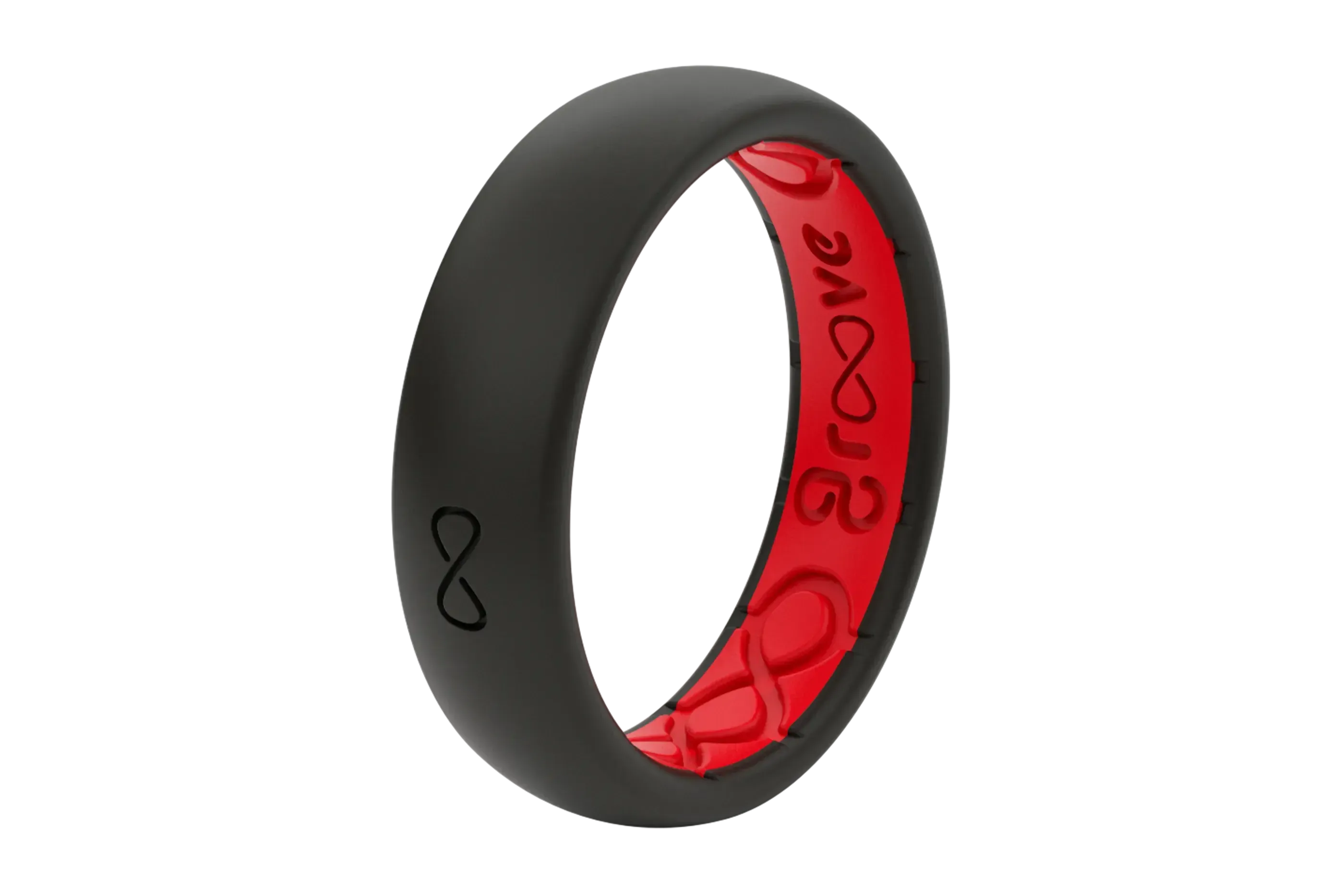 Solid Midnight Black &amp; Raspberry Red Thin Ring