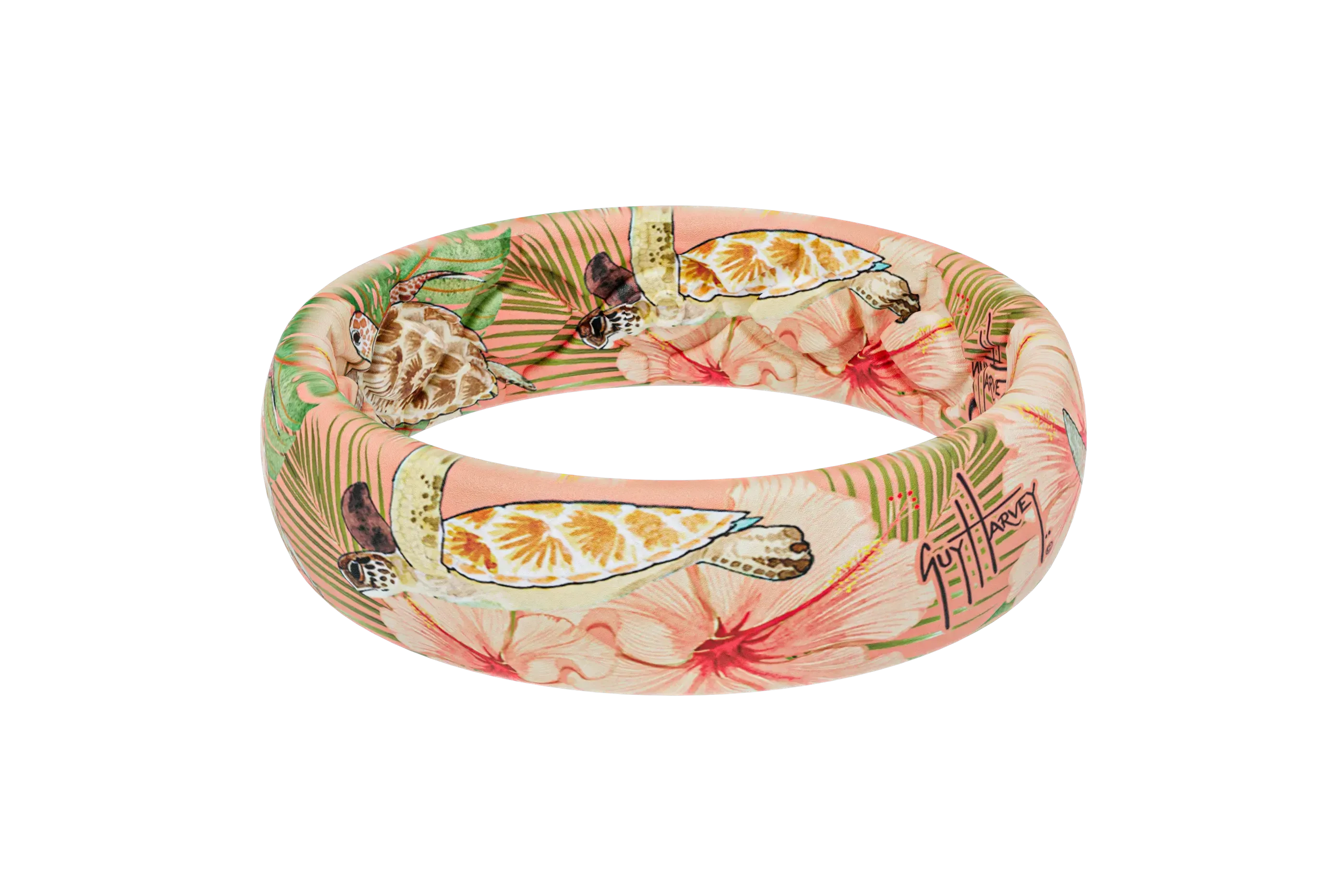 Guy Harvey Floral Turtles Thin Ring