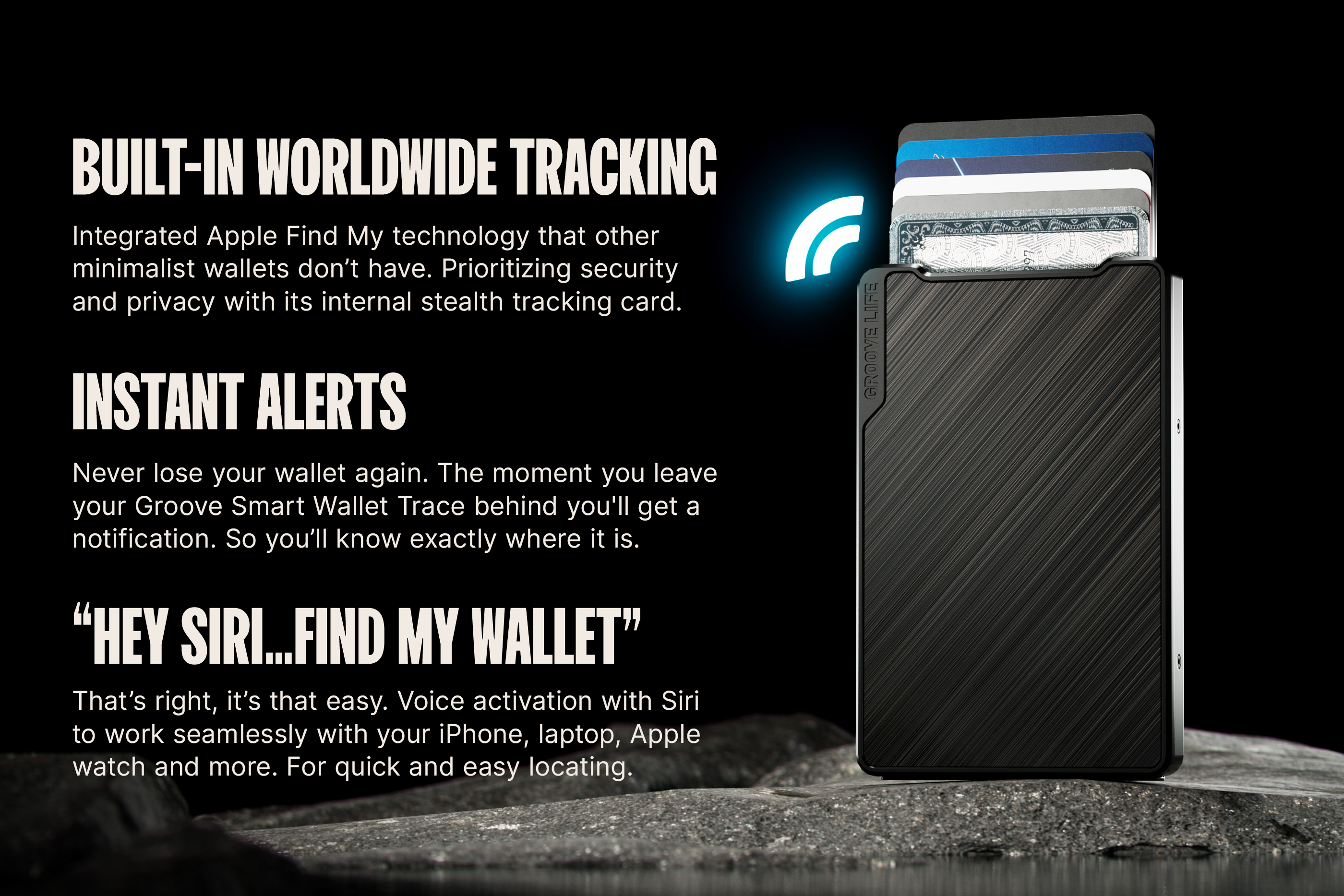 Groove Smart Wallet Trace - Midnight Black